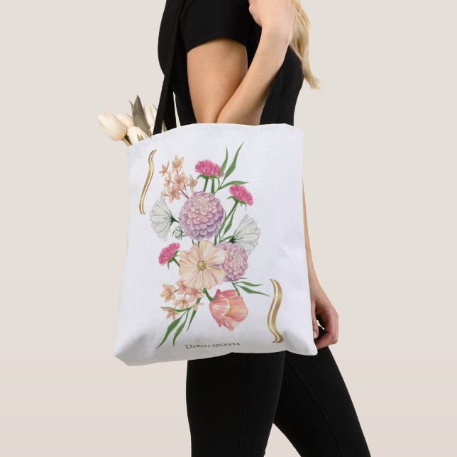 Tote Bag Dahlia Floral Design – Elegant (De près)