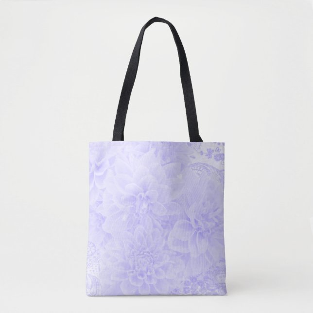Tote Bag Dahlias En Bleu (Devant)