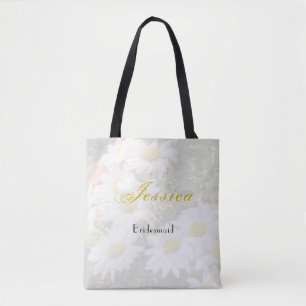 Tote Bag Daisy Arrière - plan Yellow et Grey Bridesmaid