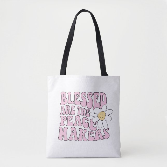 Tote Bag Daisy et les artisans de la paix Slogan (Devant)