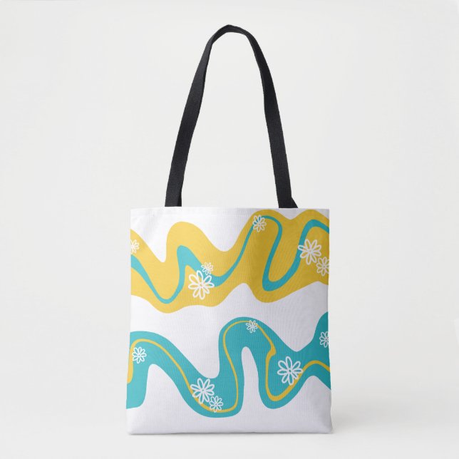 Tote Bag Daisy Groove - Turquoise et jaune (Devant)