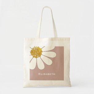 Tote Bag Daisy-white design floral personnalise le nom