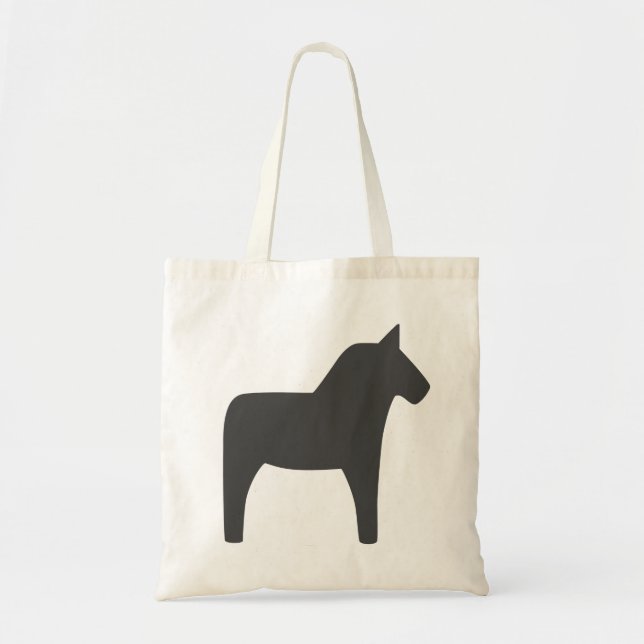 Tote Bag Dala suédois Cheval gris foncé (Devant)