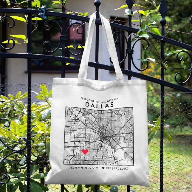 Tote Bag Dallas Love Locator | Accueil du Mariage de carte  (Créateur téléchargé)