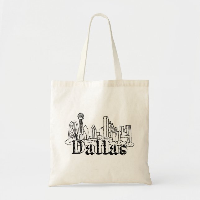 Tote Bag Dallas Skyline Art Design Dallas Skyline Design (Devant)