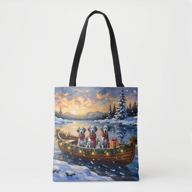 Tote Bag Dalmatian Christmas Boat Holiday (Devant)