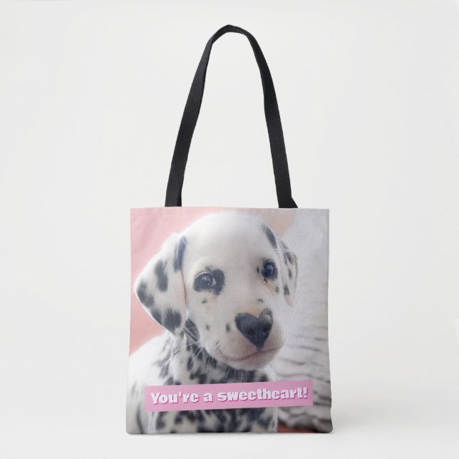 Tote Bag Dalmatian Heart Nose (Devant)