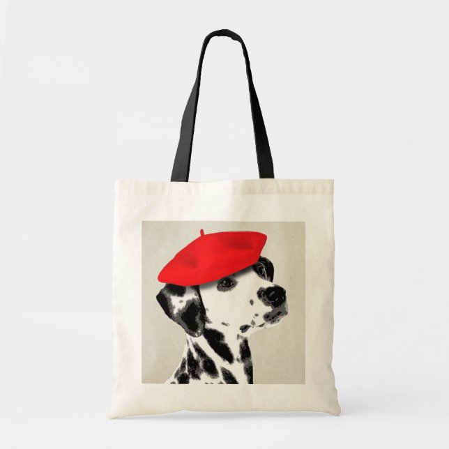 Tote Bag Dalmatien Avec Beret Rouge (Devant)