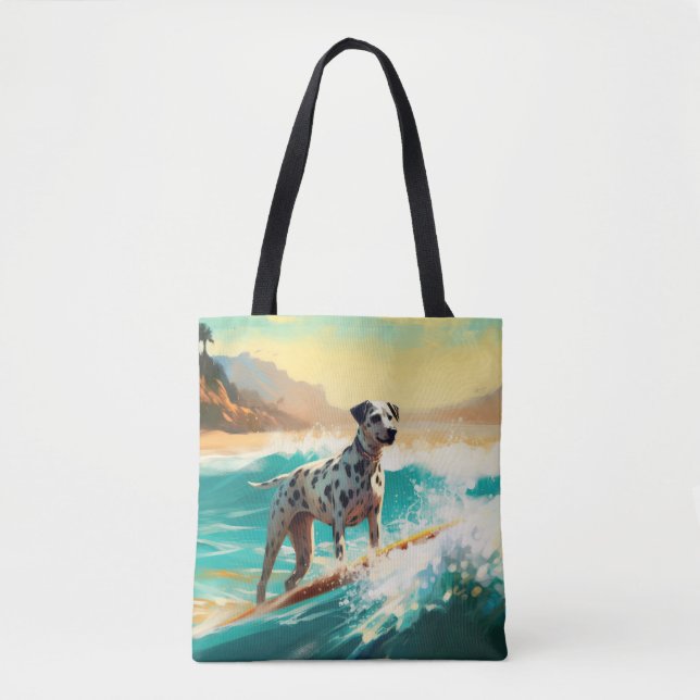 Tote Bag Dalmation Plage Surf Peinture (Devant)