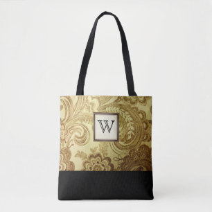 Tote Bag Damas or avec Monogramme noir