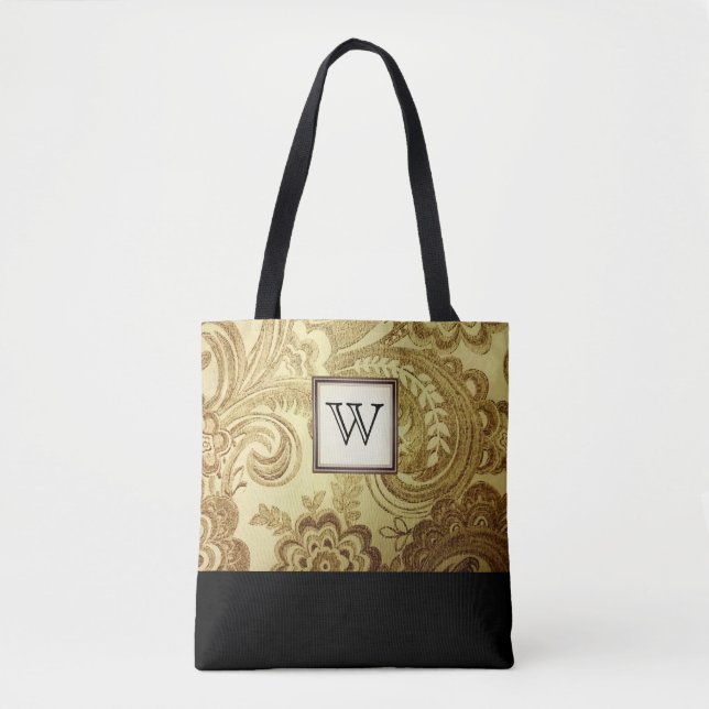 Tote Bag Damas or avec Monogramme noir (Devant)