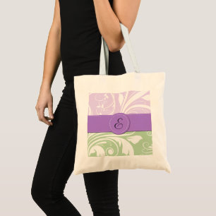 Tote Bag Damas pourpres, Damas vert, Monogramme