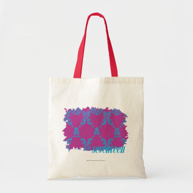 Tote Bag Damassé 2 Aqua-Pourpres (Devant)