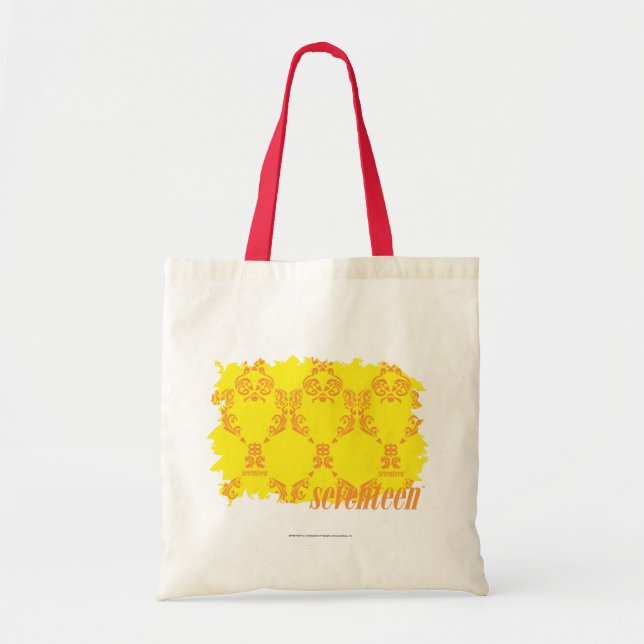 Tote Bag Damassé 2 jaune-orange (Devant)