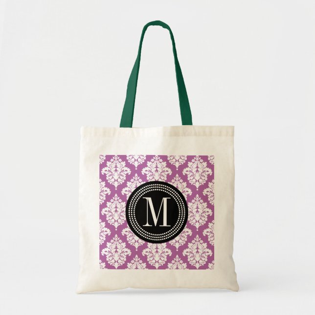Tote Bag Damassé pourpre élégante personnalisée (Devant)