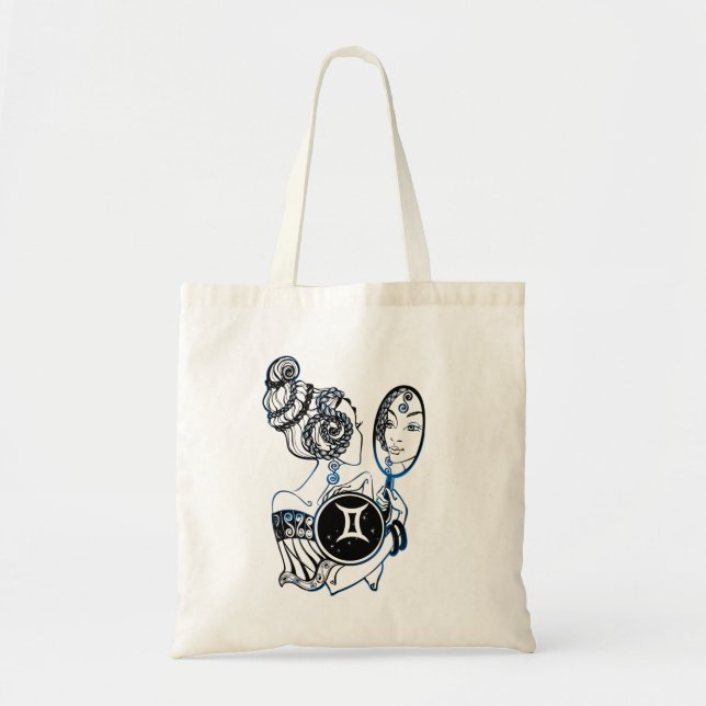 Tote Bag Dame Art déco Gemini Zodiac (Devant)