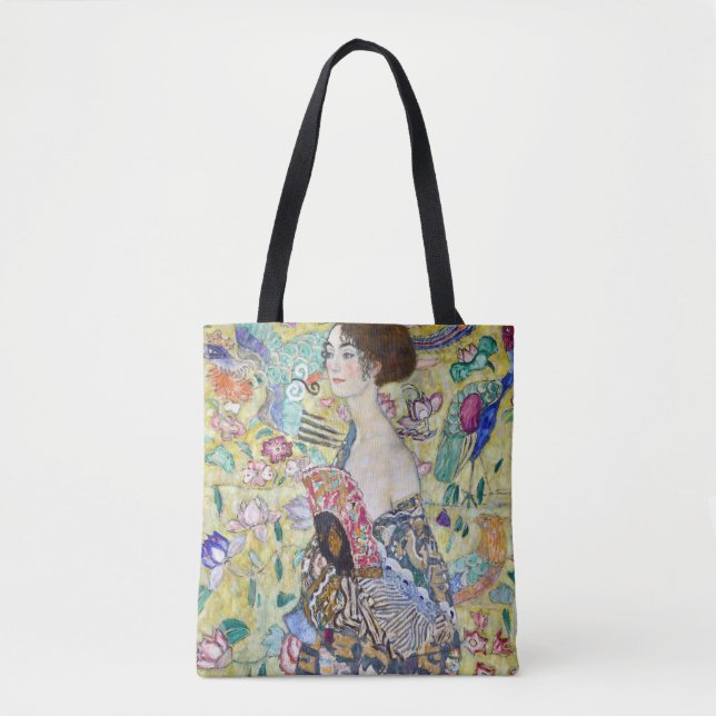 Tote Bag Dame avec un ventilateur, Gustav Klimt (Devant)