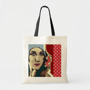 Tote Bag Dame des années 1920 avec un chapeau bleu Bourgogn