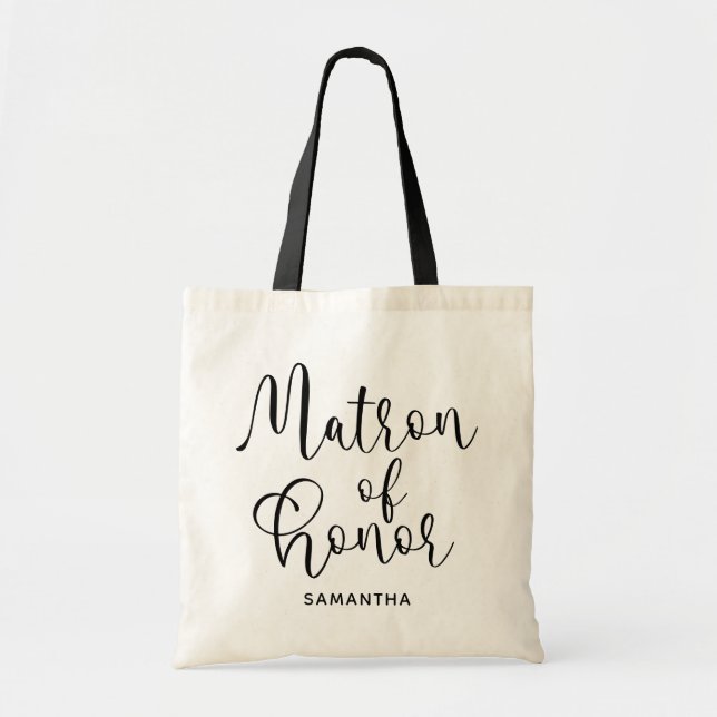 Tote Bag Dame d'honneur de calligraphie moderne noire (Devant)