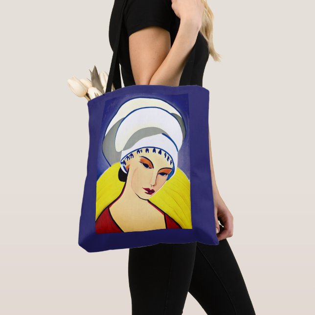 Tote Bag Dame moderne Art déco à Turban (De près)