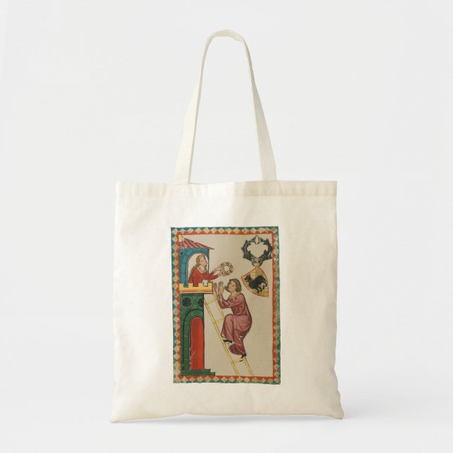 Tote Bag Dame offrant un cadeau à un prétendant, 14e siècle (Devant)