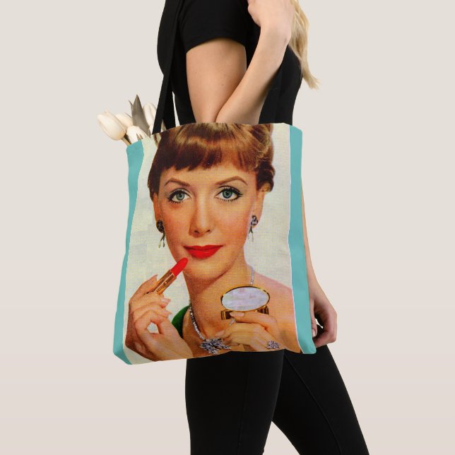 Tote Bag Dame rouge à lèvres des années 1960 (De près)