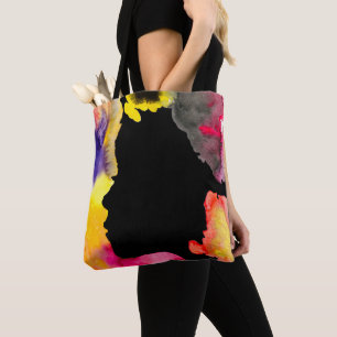 Tote Bag Dame tournesol silhouette art aquarelle