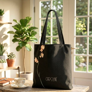 Tote Bag Dames Élégant Noir Floral  Bohème Mignon 