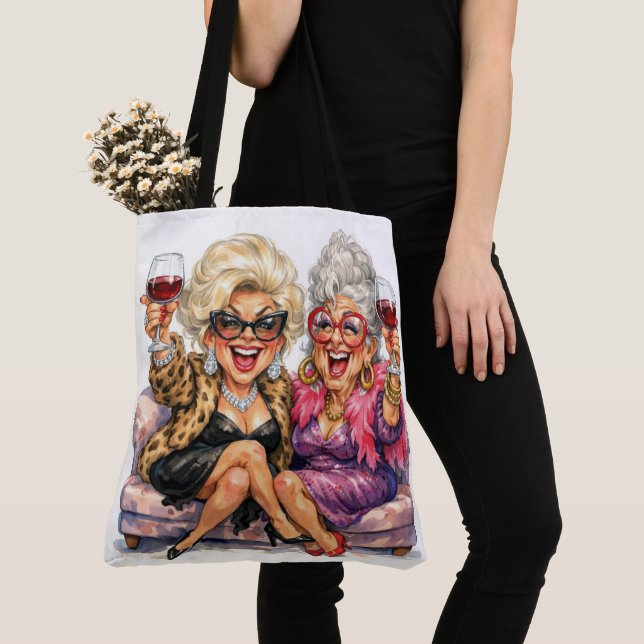 Tote Bag Dames Glamour avec du Vin Rouge (De près)