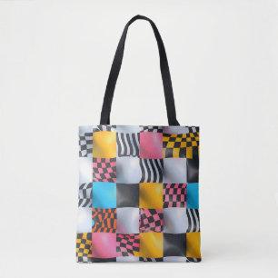 Tote Bag Damier 3D vibrant – Pop rétro ludique