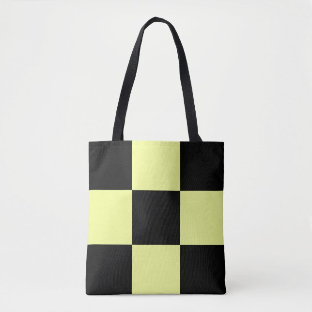 Tote Bag Damiers jaune et noir (Devant)