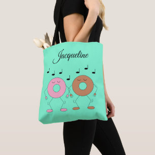 Tote Bag Dancing Donuts Mint Green