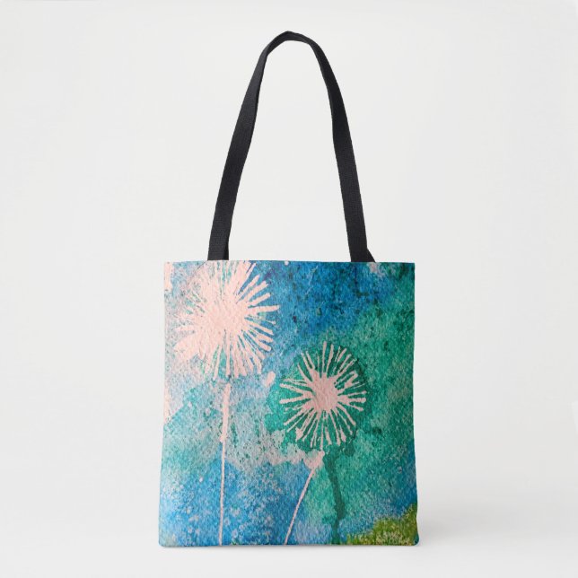 Tote Bag Dandelion aquarelle abstraite peinte (Devant)