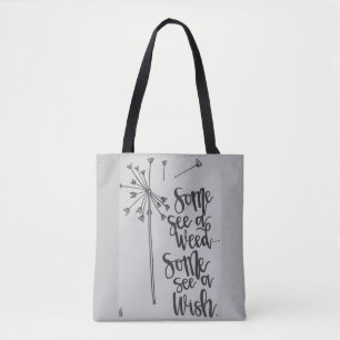 Tote Bag Dandelion inspiration - mauvaise herbe/souhait