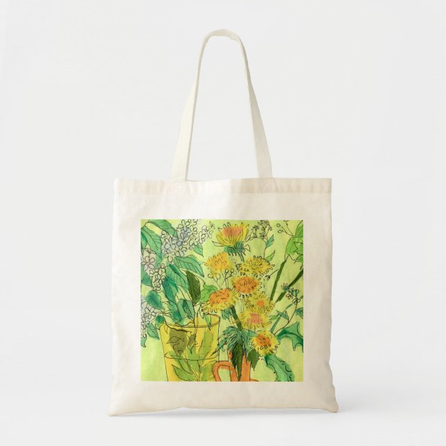 Tote Bag Dandelions Cerisier Cerisier Fleurs d'été Art Flor (Devant)