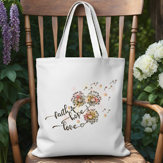 Tote Bag Dandelions colorés Foi chrétienne Espoir Amour
