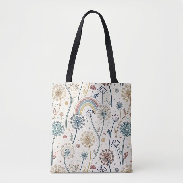 Tote Bag Dandelions Whimsical Rainbow et Botanical (2) (Devant)