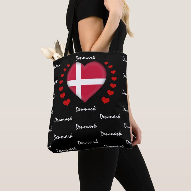 Tote Bag Danemark Drapeau & Coeur, Danois Drapeau mode / sp (De près)