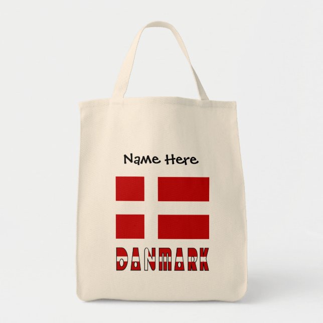 Tote Bag Danmark et drapeau danois personnalisés  (Devant)