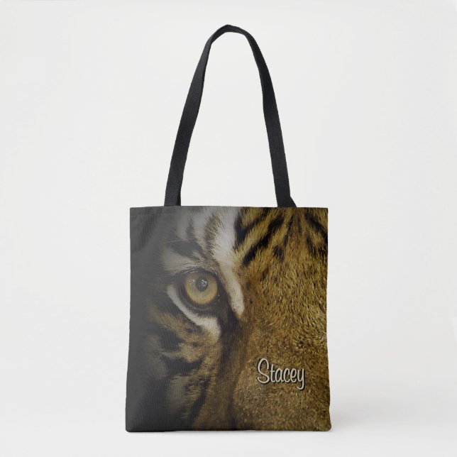 Tote Bag Dans l'oeil d'un monogramme de tigre (Devant)