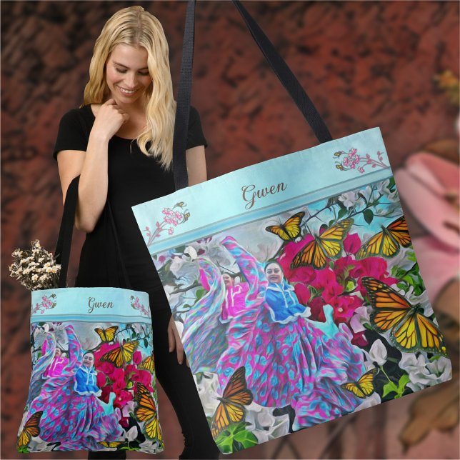 Tote Bag Danse avec Fleurs & Papillons PV01 (Créateur téléchargé)
