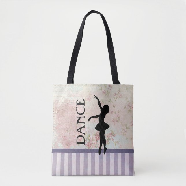 Tote Bag Danse - Ballerina Silhouette sur Arrière - plan Vi (Devant)