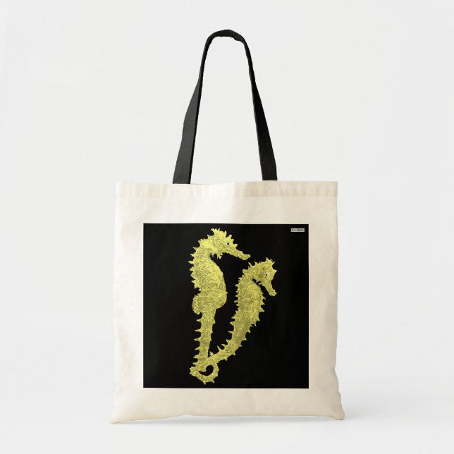 Tote Bag Danse Des Chevaux De Mer (Jaune) (Devant)
