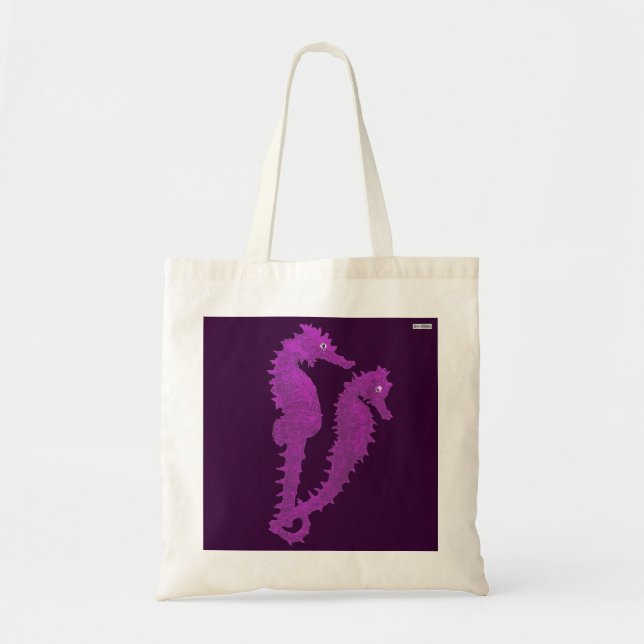 Tote Bag Danse Des Hippocampes (Violet) (Devant)