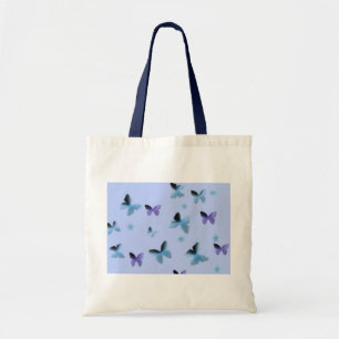 Tote Bag Danse des papillons en vert bleu