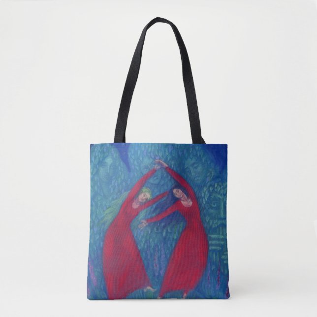 Tote Bag Danse des sorcières, peinture pastel, art imaginai (Devant)