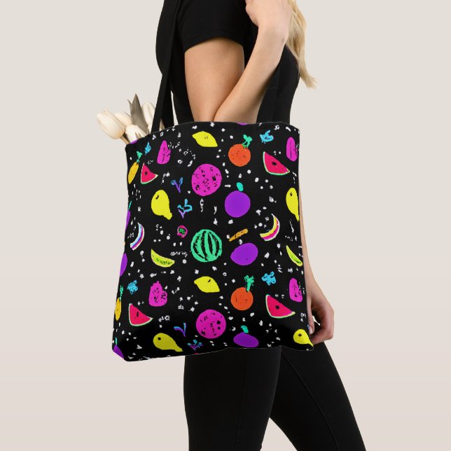 Tote Bag Danse énergique de fruits néons (De près)