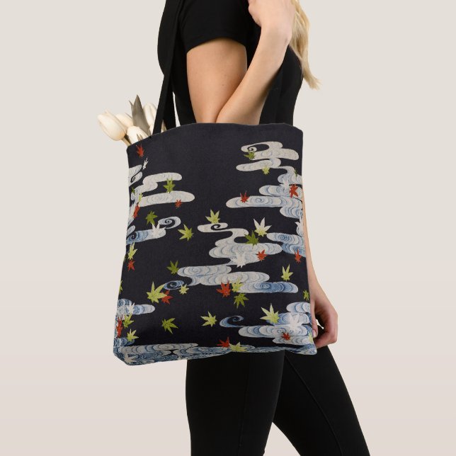 Tote Bag DANSE KIMONO, EAU COURANTE, CHUTE FEUILLE Florale (De près)