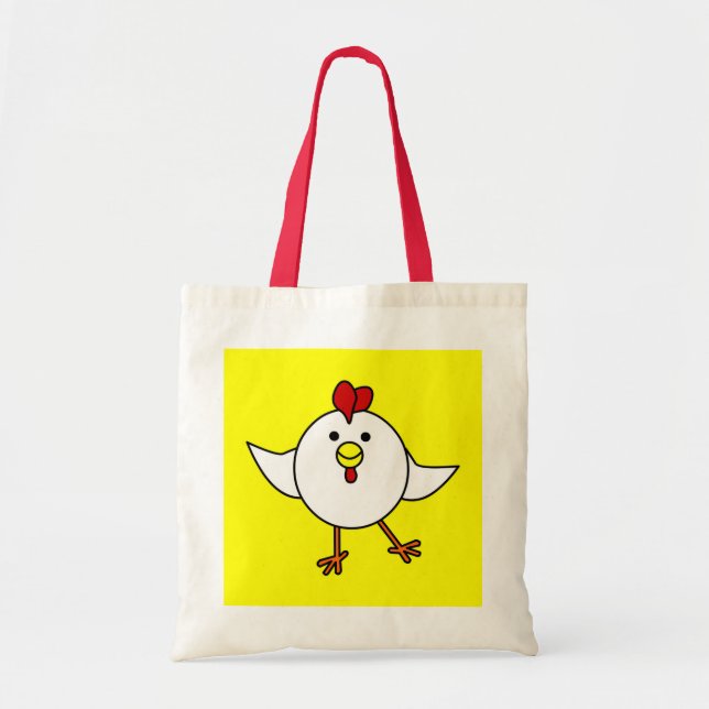 Tote Bag Danse mignonne de poulet - blanc et jaune (Devant)