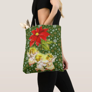 Tote Bag Danser des anges bébé avec des flocons de neige